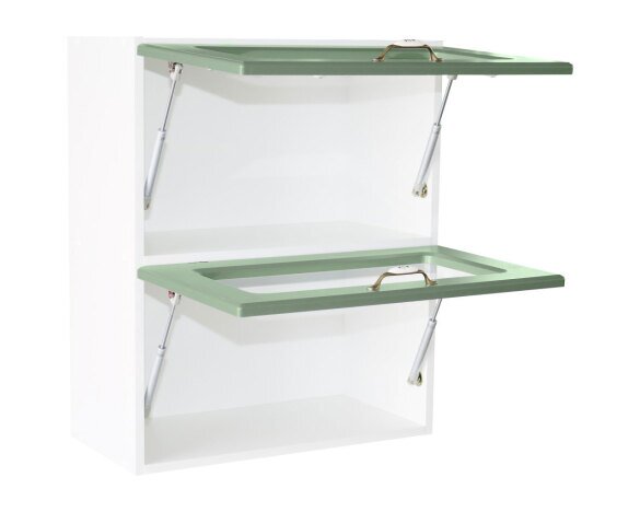 Corp superior vitrina 60 cu 2 usi orizontale Zebra MDF verde drept