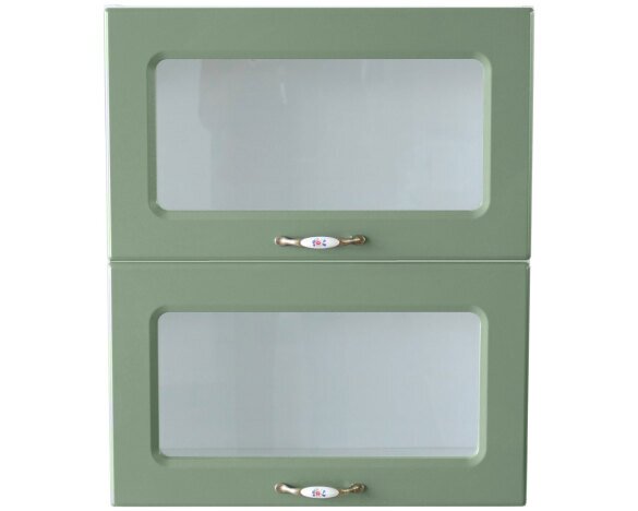 Corp superior vitrina 60 cu 2 usi orizontale Zebra MDF verde drept